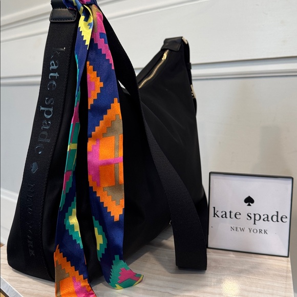 kate spade Handbags - Kate Spade Carter Logo Large Black Nylon Hobo Crossbody